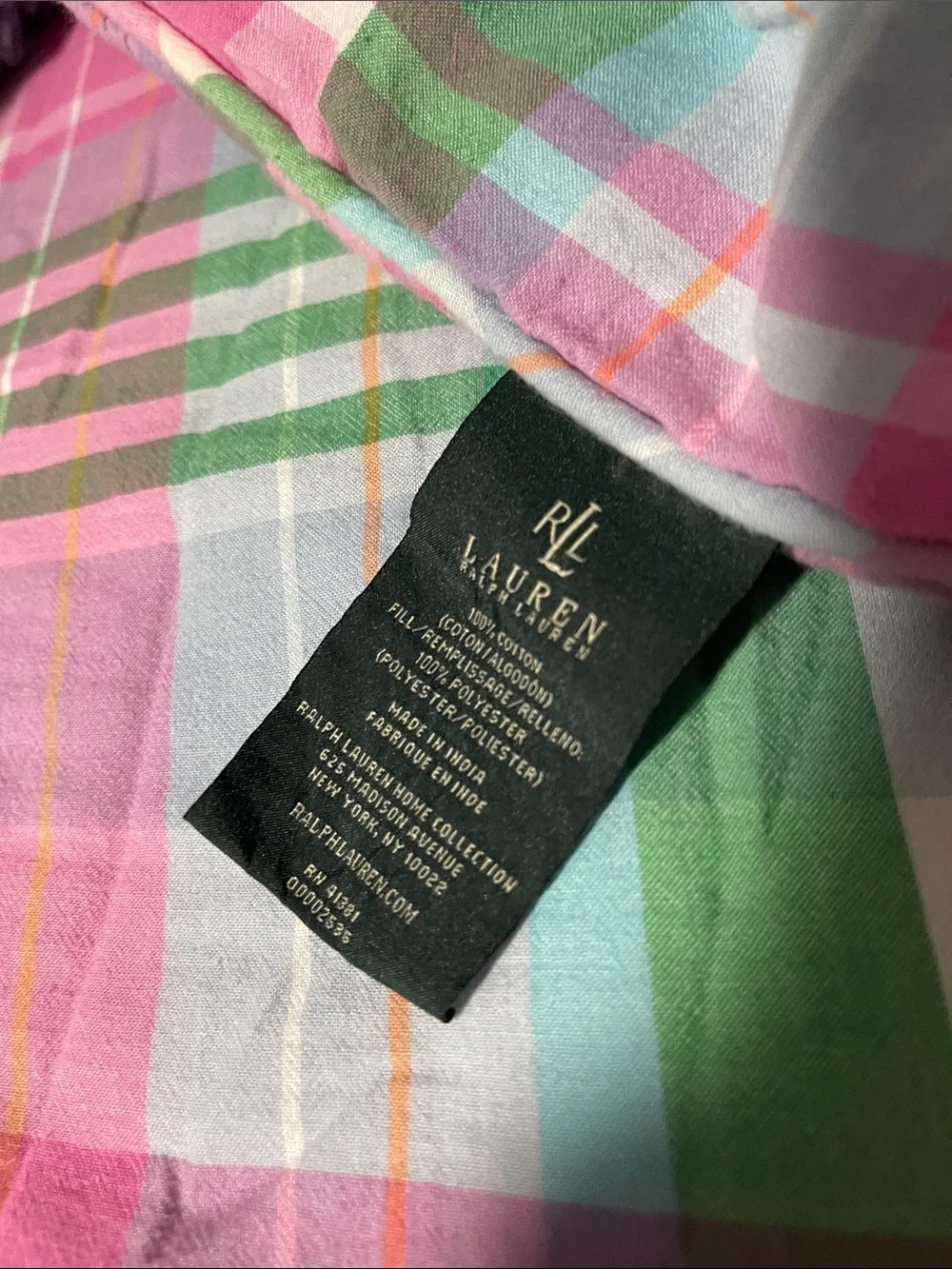 EUC ‼️ RL LAUREN QUEEN COMFORTER  AND 2 EURO SHAMS  CATLIN UNIVERSITY PLAID 🌸‼️